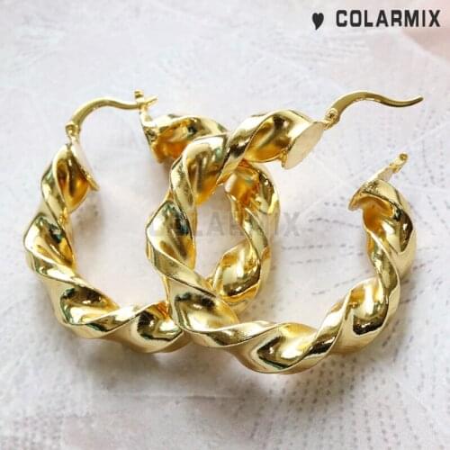 10 Pairs Big hoop earrings Twist gold filled metal keep color jewelry fashion jewelry for women 51074