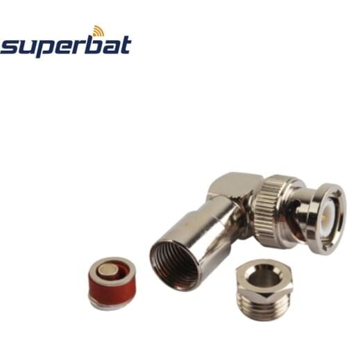 Superbat 10pcs BNC Clamp Plug Right Angle Connector for Coaxial Cable RG58 RG142 KSR195 LMR195