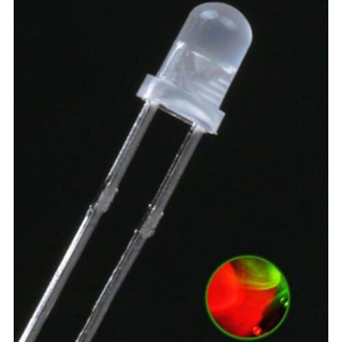 20pcs!!! 3MM 5MM red and green foggy electrodeless red and green two-color non-polar led lamp beads light-emitting diodes