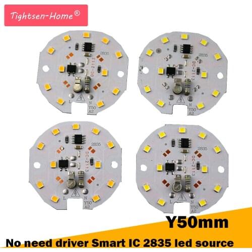 50MM round 220v led plate Source 5W 7W AC 220V No need driver Smart IC bulb lamp For DIY White LED Floodlight Spotlight 2835 PCB
