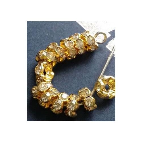 6mm 8mm 10mm 12mm yfh3 White Crystal Rhinestone Metal Wave Rondelle Spacer DIY Loose Beads Bracelet Crafts