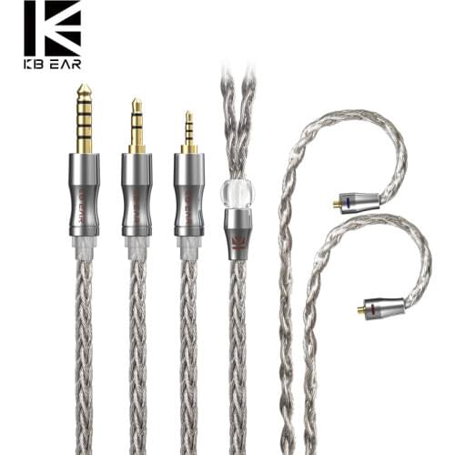 KBEAR Wide 8 Core 5N Graphene Single Crystal Copper Silver Plated Earphone Cable Litz 2.5/3.5/4.4mm 2Pin/MMCX for BLON BL-01