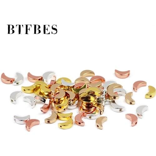 Moon Shape 8mm Natural Hematite Stone Gold Silvers Spacer Loose Beads For Jewelry Making bracelet Necklace Accessories Wholesale