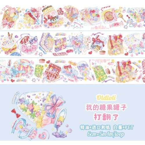 Dramy Upset Sugar Jar PET Special Oil Washi Tapes Junk Journal Masking Tape Adhesive Tape DIY Scrapbooking Washi Sticker