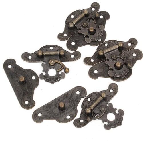 Decorative Bronze Alloy Padlock Hasp M Size Jewelry Box Lock Pack Of 4