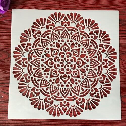 30 *30 cm craft mandala mold for painting DIY stencils stamped photo album embossed paper card on wood, fabric,wall,Floor, big