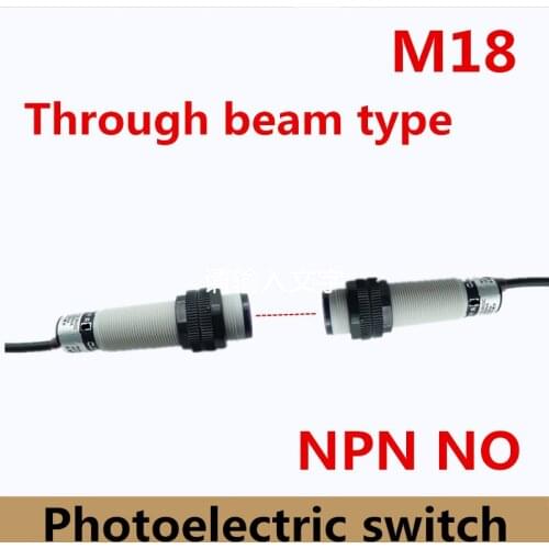 China M18 infrared ray switch NPN NO /normally open 5m distance Through Beam type photoelectric sensor transmitter+receiver