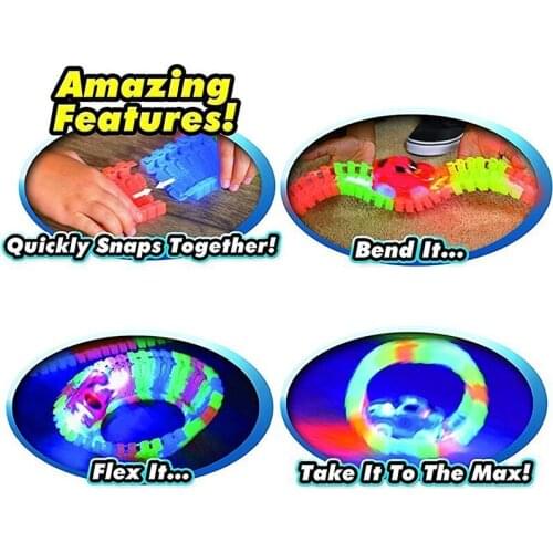 Interesting Mini Rail Car Toy Glow Racing Track Set Miraculous Glowing Race Track Flexible Assembly Car Toy Flash In The Dark