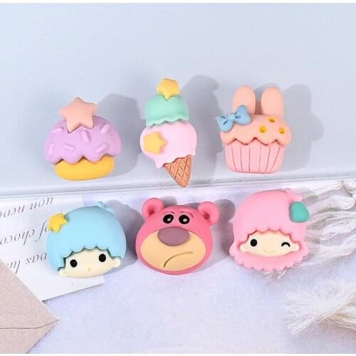 20pcs/lot Resin Cute Ice cream Animal Flat back Cabochon For Hair Clothing Shoes Planar Resin DIY Home Decoration