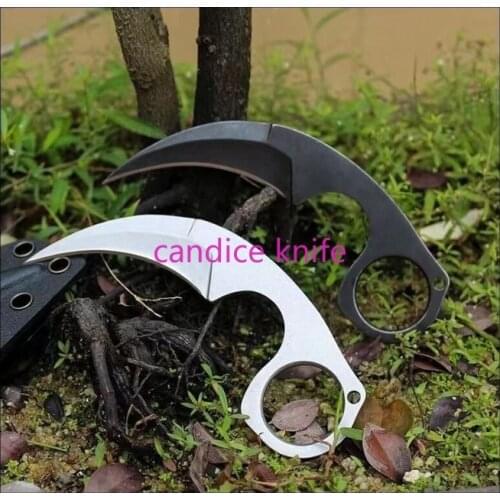 Bastin BAS13 Claw Karambit 440C Stone Wash Fixed Blade Full Tang Steel Handle Camping Hunting Tactical Survival EDC Tool Knives