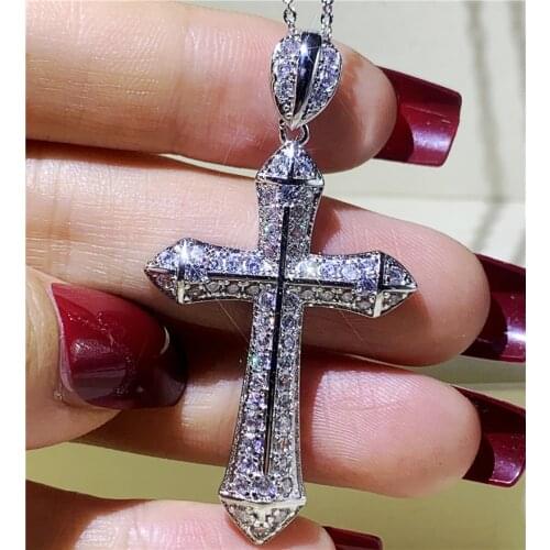 925 Sterling silver Cross Pendants AAAAA Cz Stone Party Wedding Pendant with Necklaces for Women Men jewelry