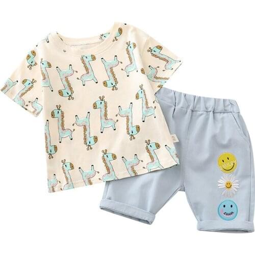 Boy summer fashion suit Boys short sleeve T-shirt shorts suit Boy foreign breathable leisure suit Childrens leisure suit