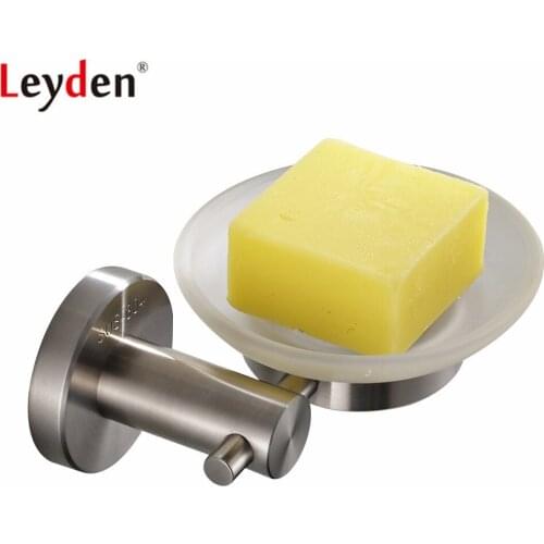 Leyden Wall Mounted Brushed SUS 304 Stainless Steel Soap Dish Bathroom Round Base Soap Holder Lavatory Bathroom Accessories