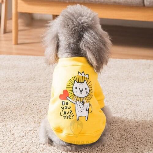 Cute Cartoon Dog Sweatshirt Warm Soft Cotton Pet Clothes for Small Pet Kitten Jumpsuit Comfortable Dogs Puppy Costumes Clothing