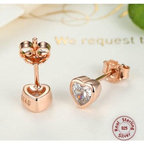 100% 925 Sterling Silver Petite Plain Hearts Stud Earrings for Women Gilrs Silver Small Earrings Fine baby Girls Jewelry brincos