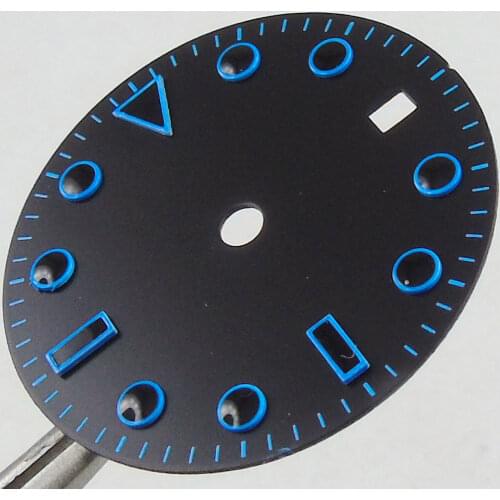 31.3mm black/blue Dial Date window fit ETA 2836 Mingzhu 2813 movement Mens Watch Dial