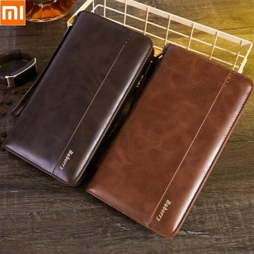 Xiaomi Mens clutch long wallet Multifunctional creative clutch bag Male Purse Coin Pocket Photo Card Holder