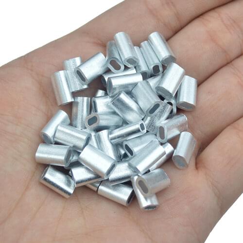Fishing Crimp Sleeves 100pcs Aluminum Double Oval Fishing Line Crimping Tube Wire Crimp Connector