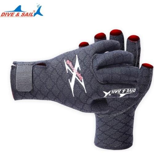 Half Finger Diving Gloves Non-slip with Nylon Clasp for Windsurfing Spearfishing Snorkeling Water-skiing