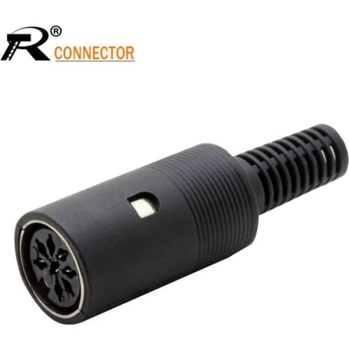 3PCS R Connector 8Pin DIN Female Jack Socket Soldering Cable Connector with Black Plastic Handle Tube Spring Fits 6.5mm Cable