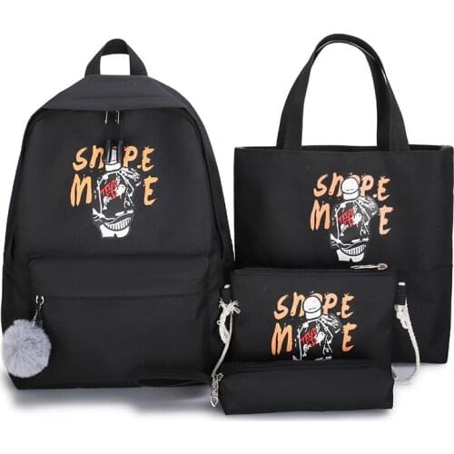 Backpack womens 2021 new Korean version of small fresh canvas mouse schoolbag junior high school students' schoolbag set
