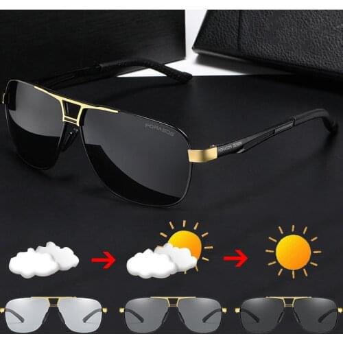 2021 New Personality Trendy Polarized Mens Driving Sunglasses Rapidly Changing Color Metal Sun Glasses UV400 Zonnebril