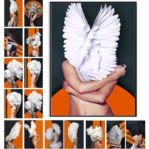 Modern Colorful Figure Lady Head Flower Fashion Pictures Nordic Canvas Painting Wall Art Posters Prints Home Decor Bedroom Room
