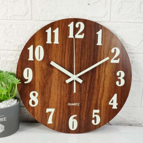 Luminous Wooden Wall Clock 12 Inch Number Hanging Clocks Silent Dark Glowing Wall Clocks Modern Nordic Style Home Decor