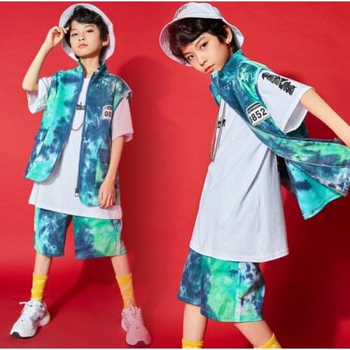 2021 Hip Hop Dance Outfit For Boys Tie-dye Festival Clothing Rave Clothes Fashion Wears Street Dance Wear Stage Costume DL7694
