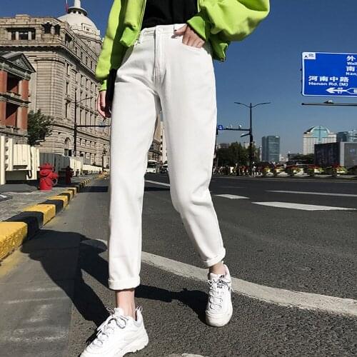 New Denim Jeans For Women Vintage High Waist Straight Mom Jeans Plus Size Casual Washed Cotton Boyfriend Jeans Ankle-Length