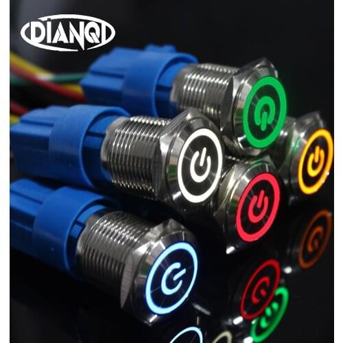 New type 19mm Waterproof Latching Metal Doorbell Bell Horn power ring mark Push Button Switch LED reset car PC 19XX.HXDY.S Power