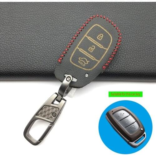 High Quality 100% Leather Key Case Key Fob Cover Keychain for Hyundai i10 i20 i30 HB20 IX25 IX35 IX45 Smart 3 Buttons Key Shell