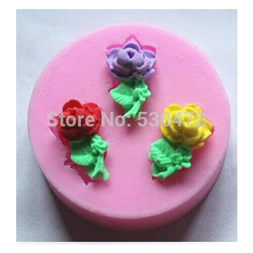 1 pcs 3 hole rose shape Silicone Mold /small handemade soap mould Chocolate mold kitchenTools