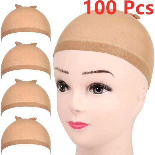 100 Pack Brown/Black Stocking Wig Caps,50 Pack Black/Beige Mesh Net Wig Caps,for Women Girl Men Kids,Halloween Cosplay Party Use