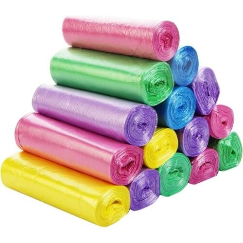150pcs/Pack Disposable Thickened Color Garbage Bags Household Kitchen Large Flat Plastic Bags Rubbish Bags ZQ019