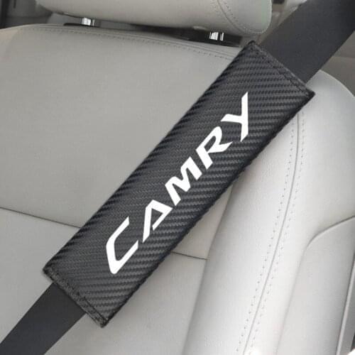 2pcs Auto Carbon fiber Seat Belt Cover for Toyota Camry avensis auris hilux Corolla RAV4 Car Styling