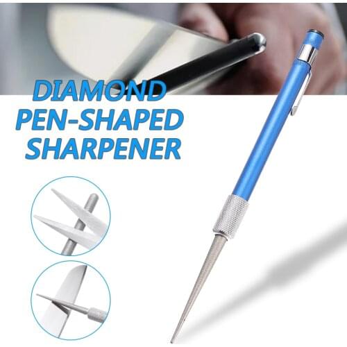 Portable 2in1 Diamond Pen Sharpener Pocket Blade Sharpener Pen-file Outdoor Picnic Fish Hunting Saw Hook Sharpening Tool