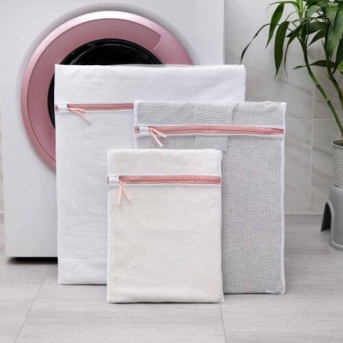 3PCS/Set Zippered Mesh Laundry Bag Polyester Washing Net Bag For Underwear Sock Washing Machine Pouch Clothes Bra Bags