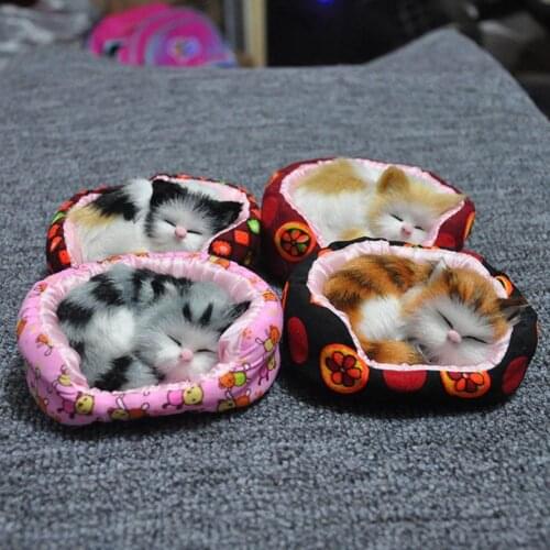 3D Simulation Sleeping Cat Nesting Cage Plush Doll Home Decoration Kids Gift