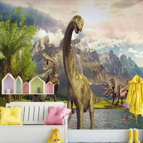 Milofi custom 3D wallpaper mural Jurassic dinosaur world childrens room background wall living room bedroom decoration painting