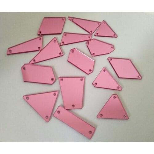 4 pink, 2 green, 3 purple, 3 radiant Sewing On Mirror Rhinestone, DIY Flat-back Mirror Beads for Wedding Dress Clothing Accesory