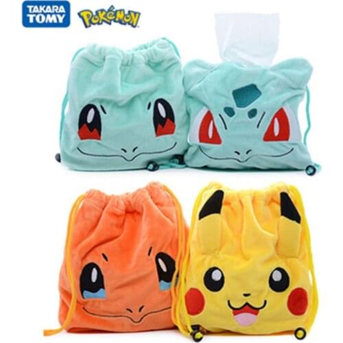 4 Styles Pokemon Drawstring Pocket Storage Bag Plush Toy Anime Figure Pikachu Charmander Squirtle Bulbasaur Model Kids Gift