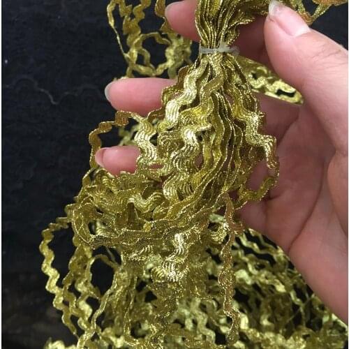 5 Meters Wave Design Gold Lace Trims Lace Ribbon Stage Performance Wedding Bride Dress Sewing Craft 5mm