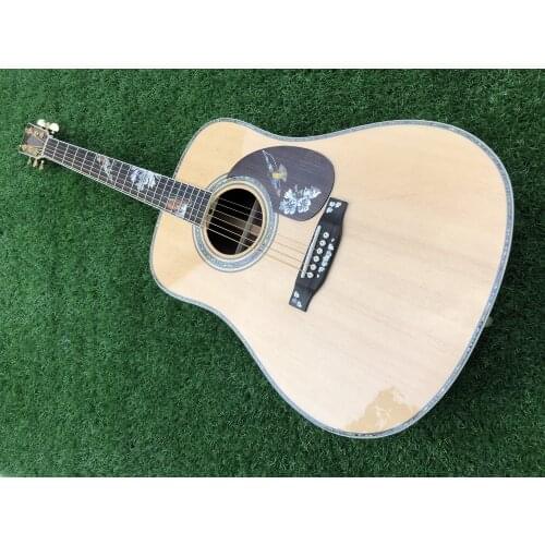 Rosewood body 41" acoustic guitar solid spruce top acoustic electric guitar deluxe abalone flower inlays acoustic free shipping