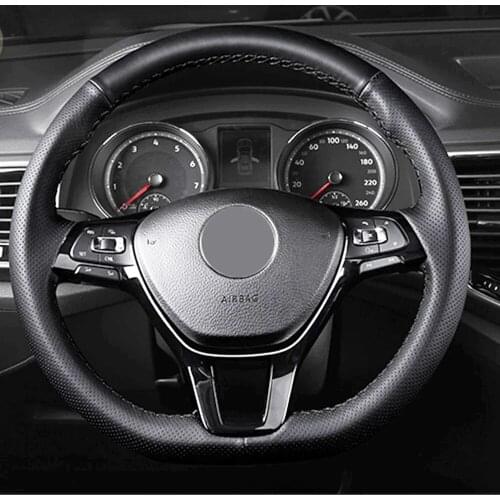 DIY Black Faux Leather Car Accessories Steering Wheel Cover For Volkswagen VW Golf 7 Mk7 Passat B8 New Polo Jetta Bora T