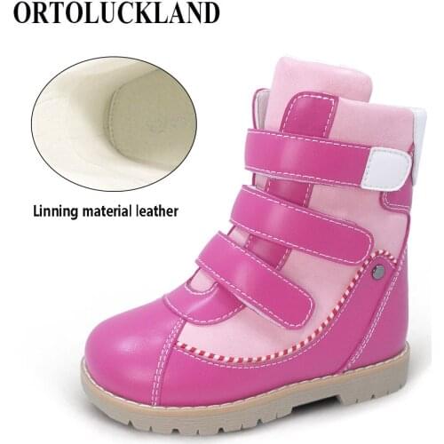 Ortoluckland Casual Shoes For Children Orthopedic Long Winter Boots Kids Boys Girls Martin Black Footwear With Removable Insole
