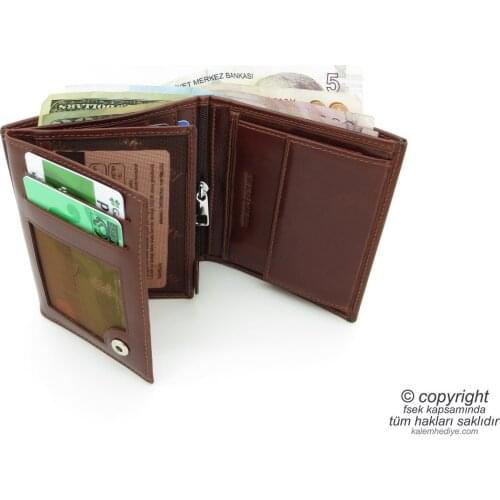 Genuine Leather Wallet | İsme Special Wallet | 10,5x9 Vertical | TM 1086-1 Gift Wallet