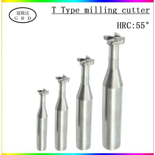 Hrc55 degree T-sloe Flute milling cutter 4mm-10mm 6mm 8mm CNC carbide T type milling cutter tool holder mill