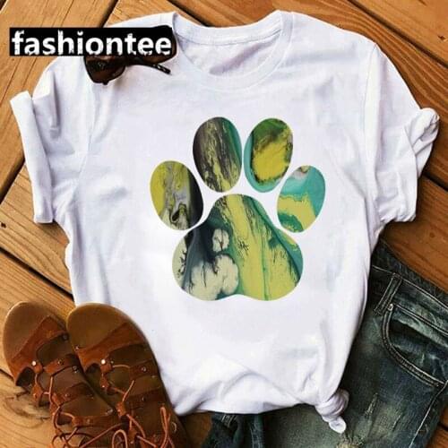 Dog Paws T Shirt Woman Graphic Tees Women T Shirt Funny Cool T-shirt Caual Woman Tshirt