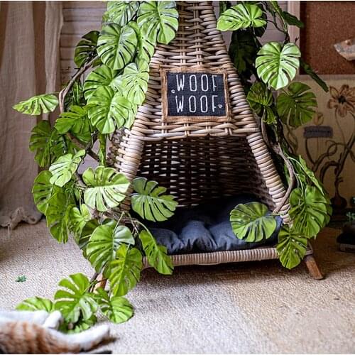 102CM Artificial Green Turtle Leaf Vine Plastic Palm Leaves Rattan Hanging Monstera Plants Balcony Garden Home House Decoration